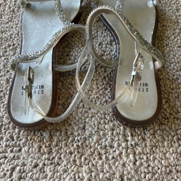 Stuart Weitzman Silver Crystal Strappy Sandals Size 38 Luxury Designer Resort - Picture 5 of 10